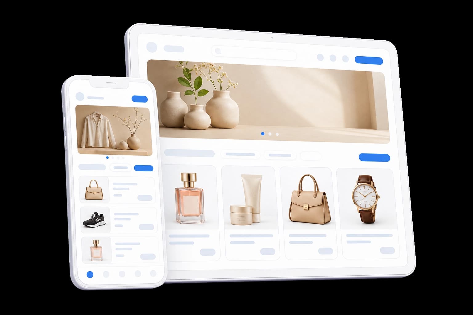 A responsive online store on desktop and mobile